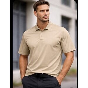 Liberty Pro Men's Tan Performance XXL Polo Casual Golf Short Sleeve Shirt